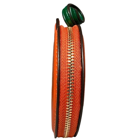 🎃 Coach Coin Case Pumpkin 5”x3.75” Purse Bag Orange Halloween - Picture 6 of 12